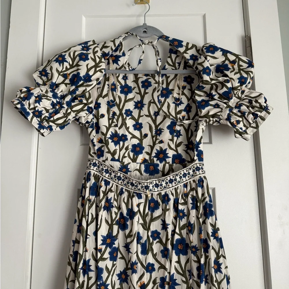 Agua by Agua Bendita Azul Amapola Pleated Cotton Poplin Maxi Dress NEW with tags - Picture 5 of 10